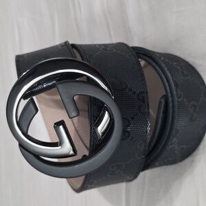 Gucci Black Imprime Monogram GG Belt